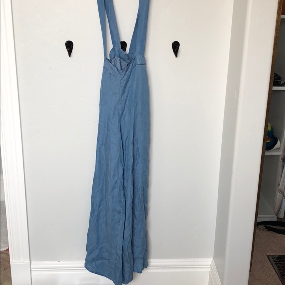 forever 21 mock denim overalls. Wide leg pant